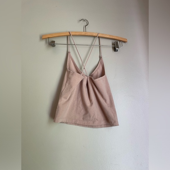 Abercrombie & Fitch Tan Spaghetti Strap Crisscross Back Cropped Tank Top - Picture 3 of 3